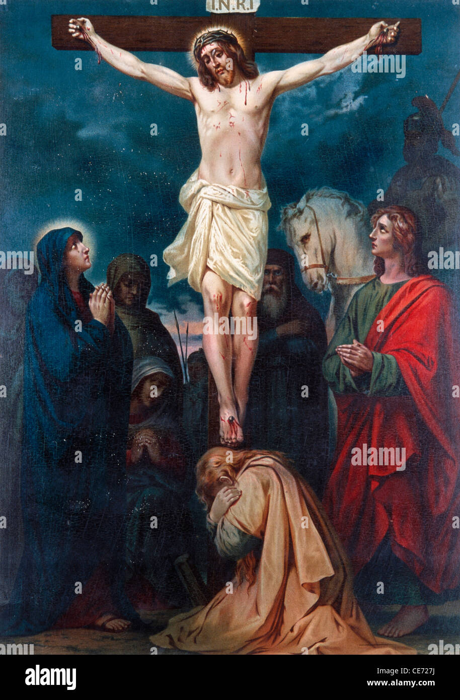Peinture de Jésus Christ sur le crucifix dans l'Église du Saint-Esprit ; margao ; goa ; inde ; asie Banque D'Images
