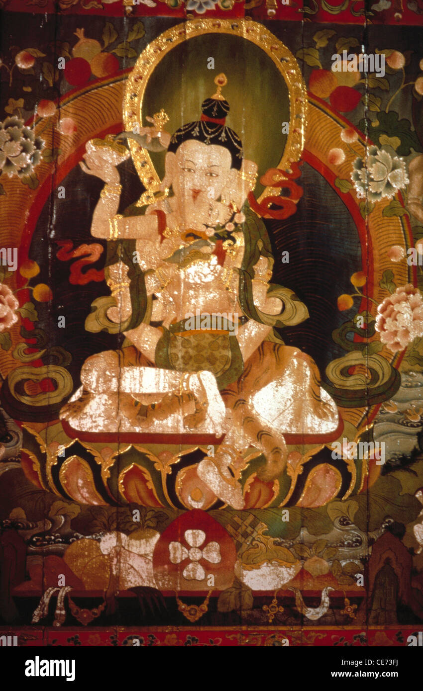 Peinture religieuse bouddhiste dans le monastère ; Monastère de Pemayangtse ; Monastère bouddhiste ; Pelling ; sikkim ; inde ; asie Banque D'Images