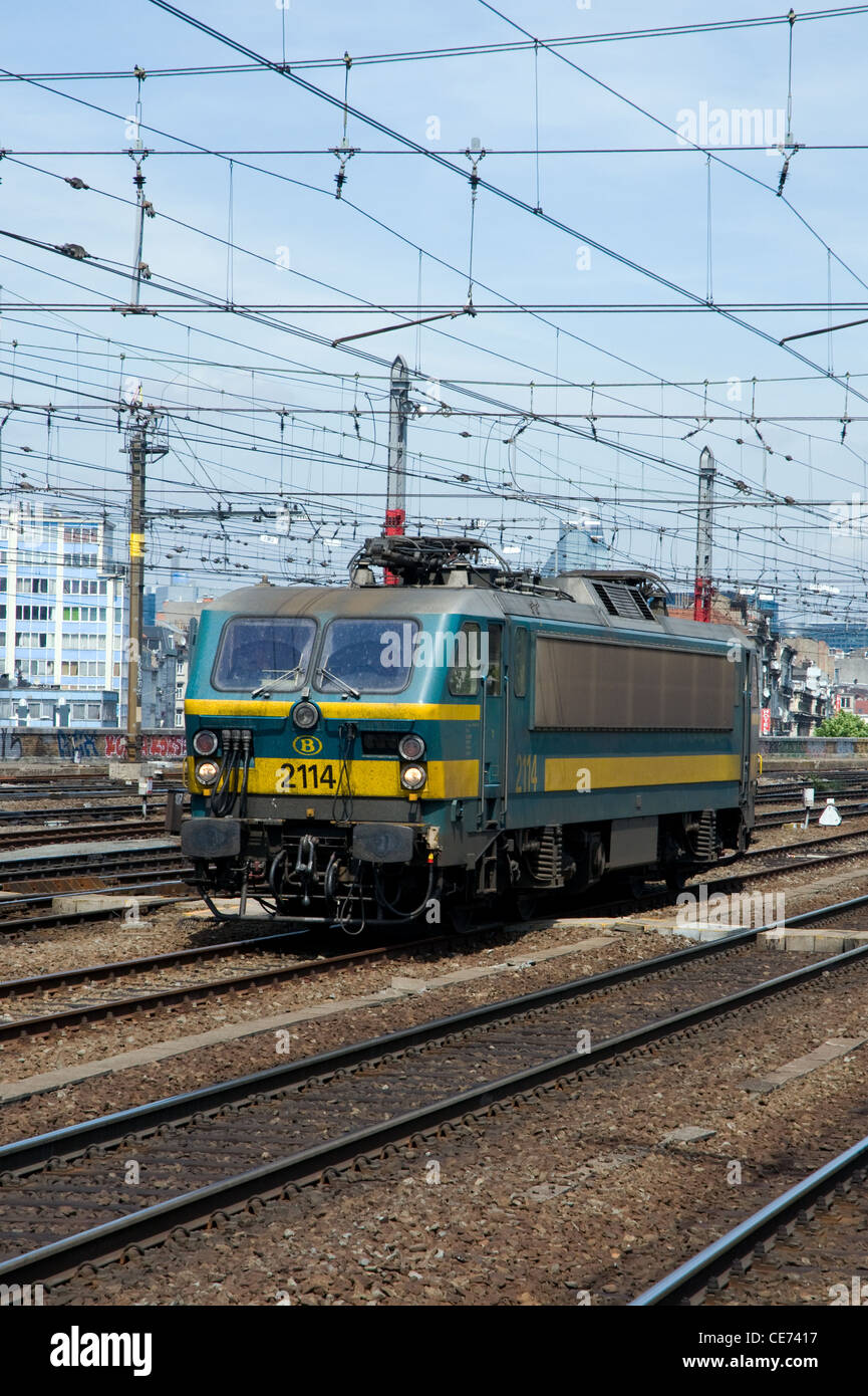 La SNCB, la classe 21, 2114, locomotive électrique, brussel zuid, Belgique Banque D'Images