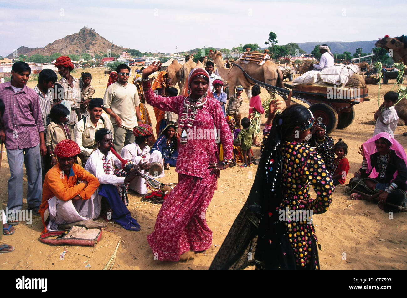 Foire de Pushkar femmes indiennes kalbelia danseurs rajasthan inde Banque D'Images