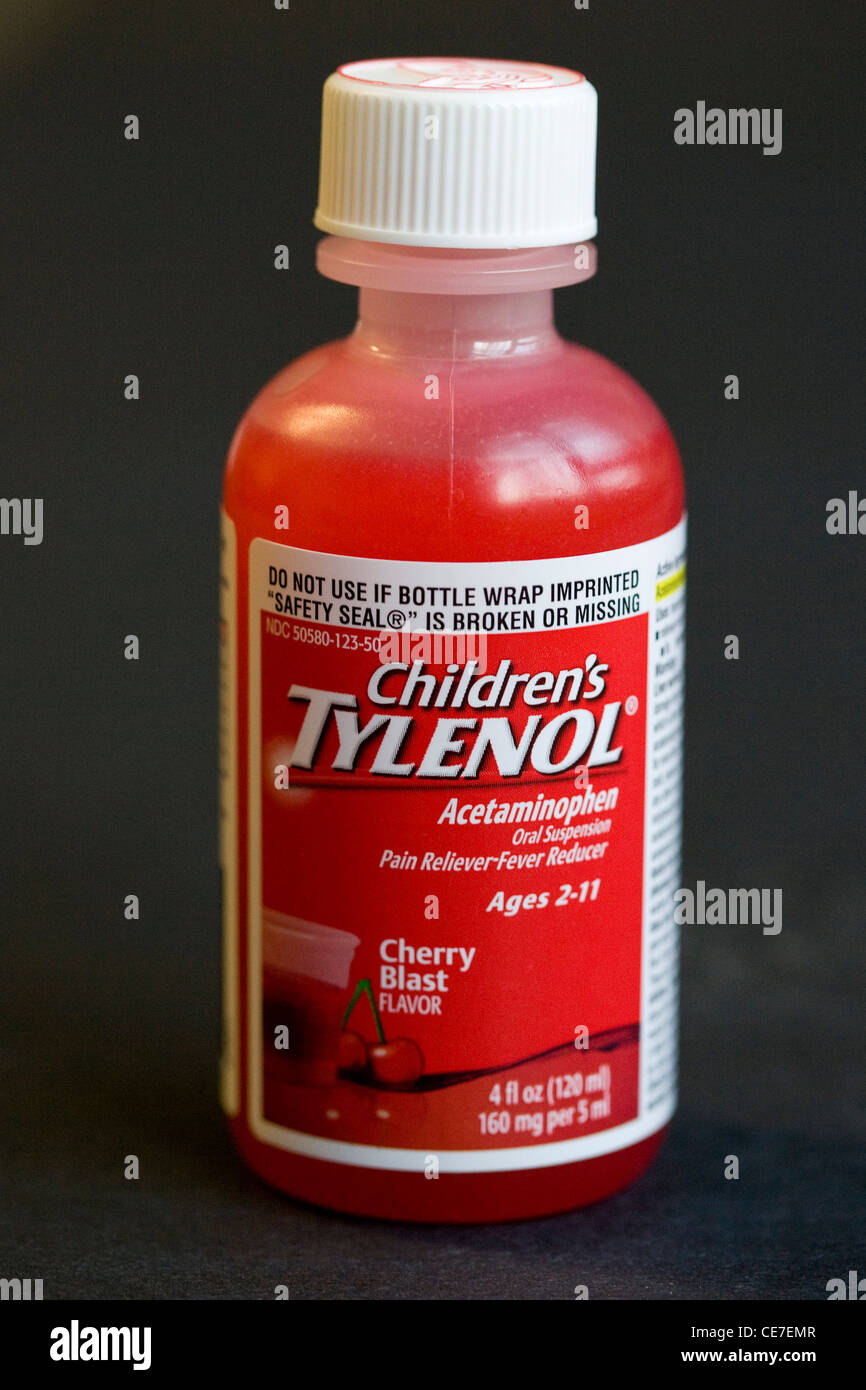 Tylenol pour enfants sous forme liquide. Banque D'Images