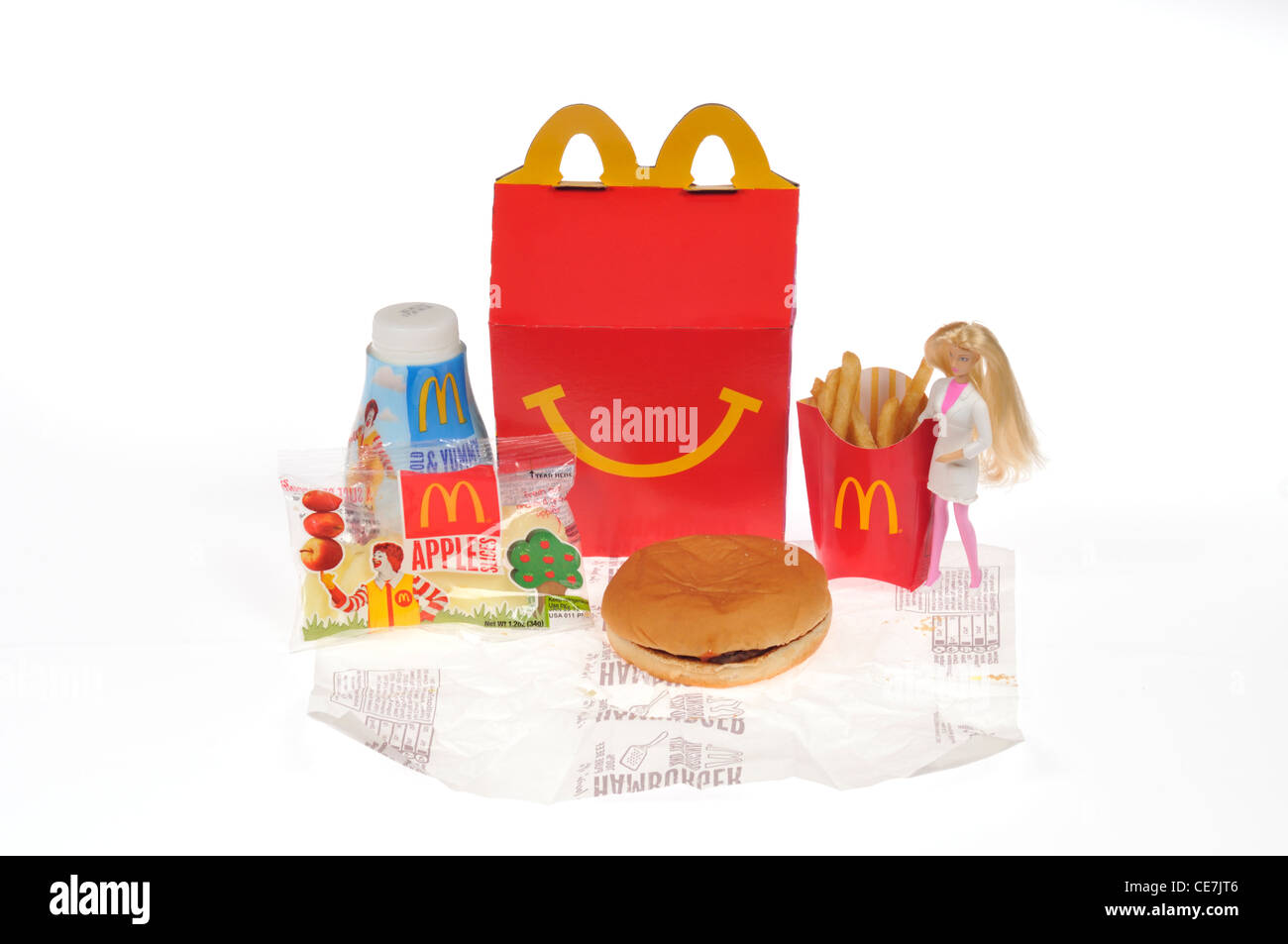 Barbie Happy Meal de McDonald's sur fond blanc dentelle Banque D'Images