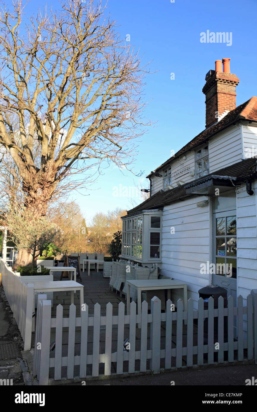 Le Cricketers pub, Stamford England UK Surrey Epsom vert Banque D'Images
