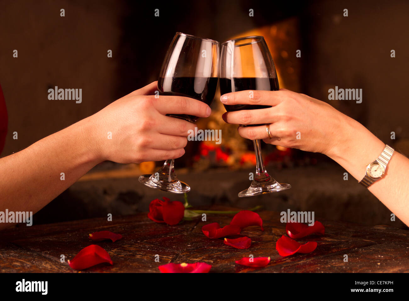 Un toast romantique Banque D'Images