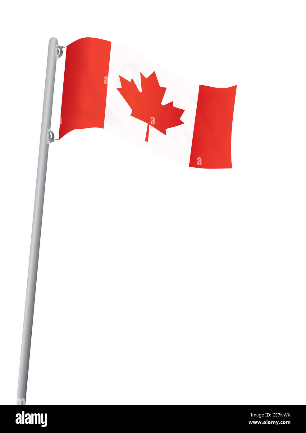 Drapeau du Canada sur flagstaff isolated on white illustration Banque D'Images