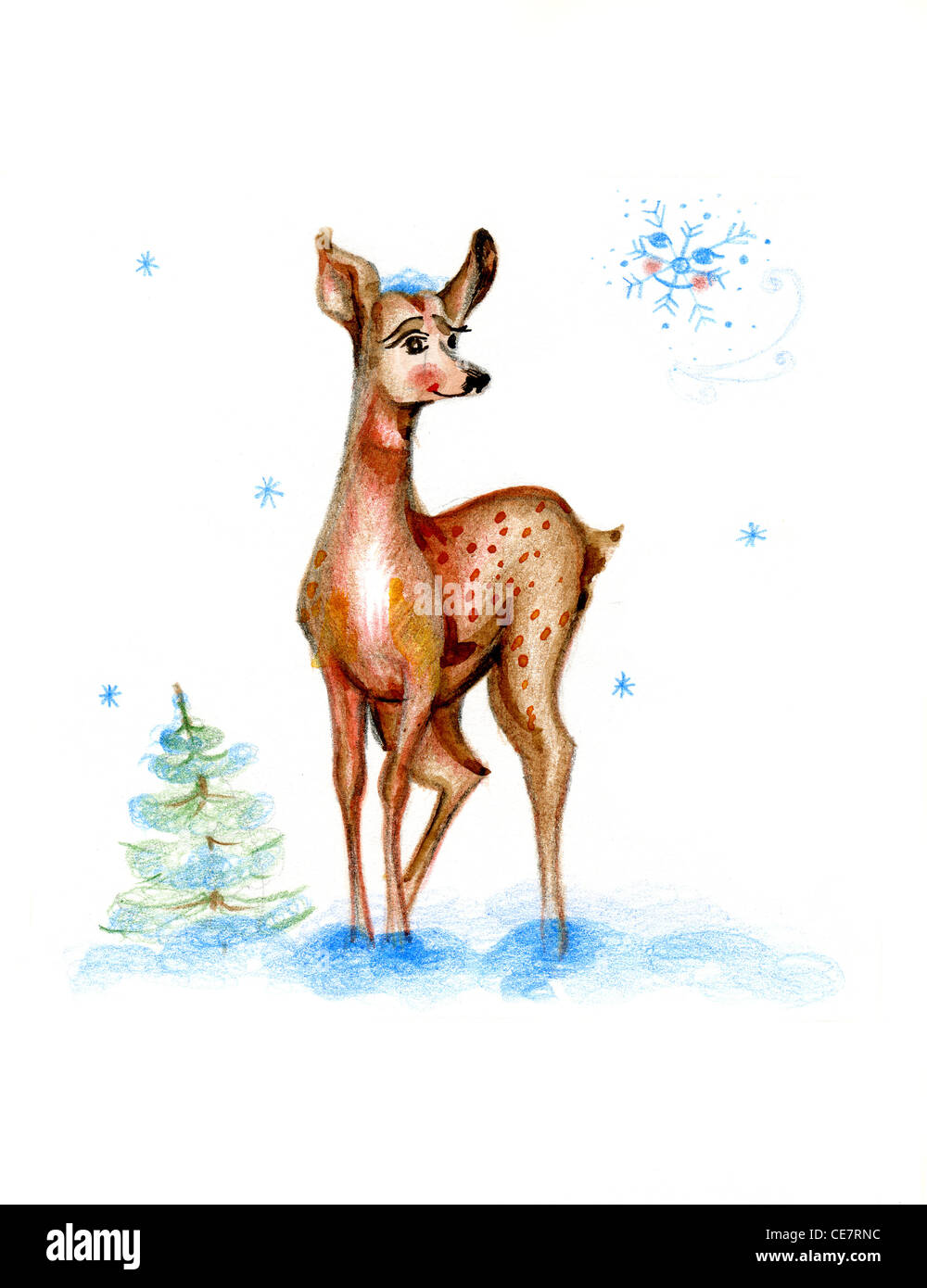 Dessin Bebe Cerf Sur Fond Blanc Photo Stock Alamy