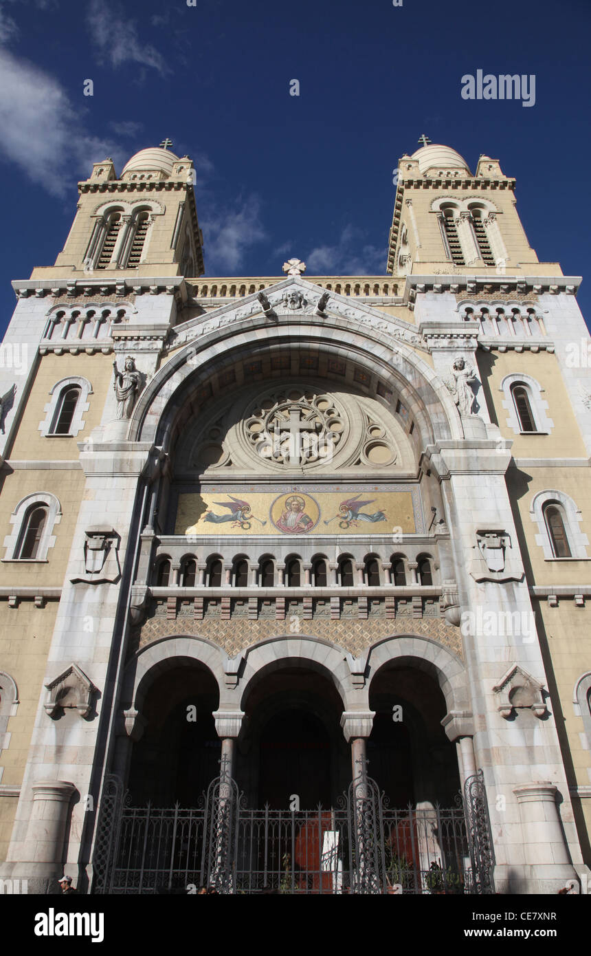 La Cathédrale de St Vincent de Paul est une cathédrale catholique romaine à Tunis Banque D'Images