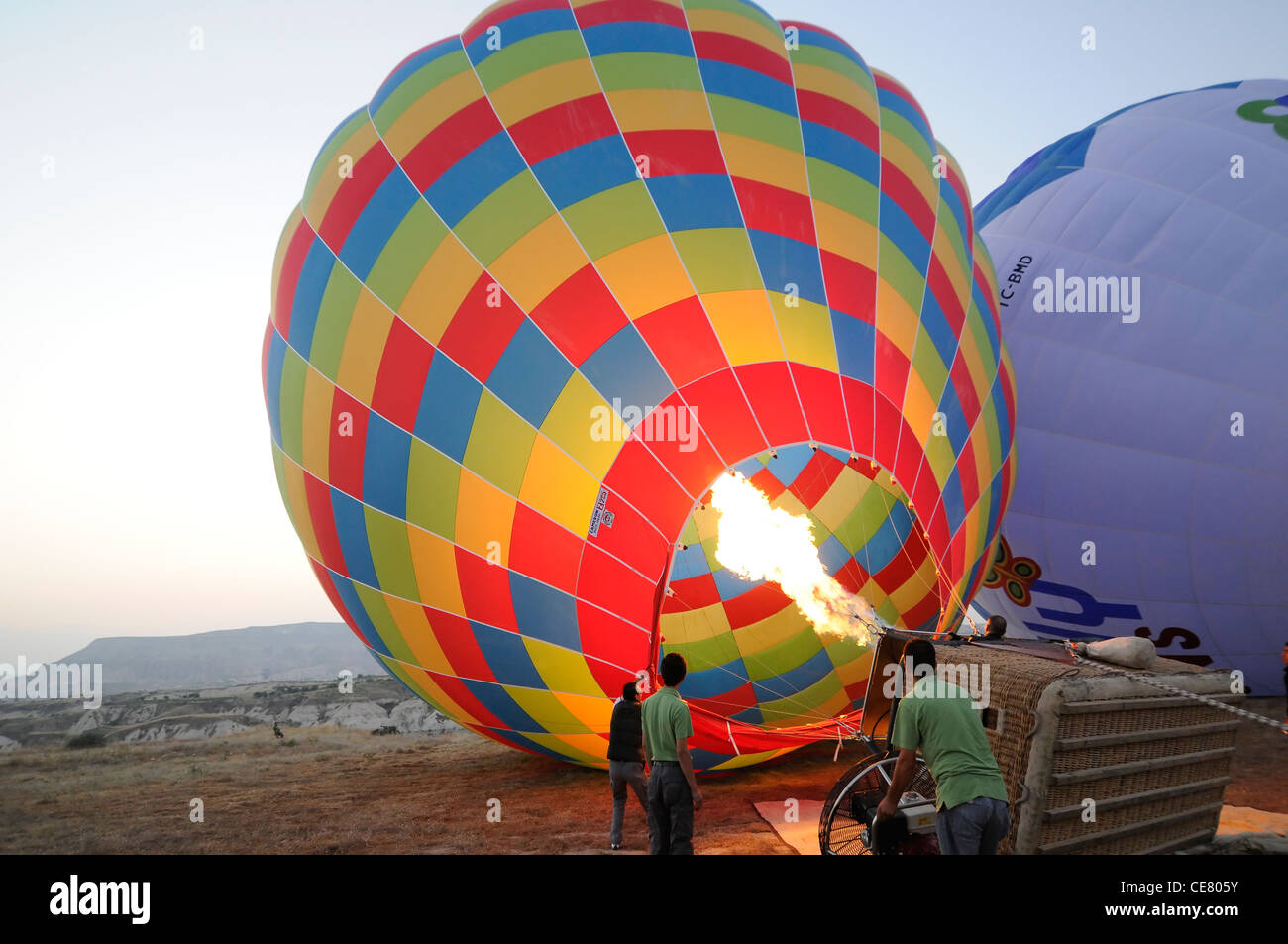 Vol en ballon. Cappadoce, Turquie Banque D'Images