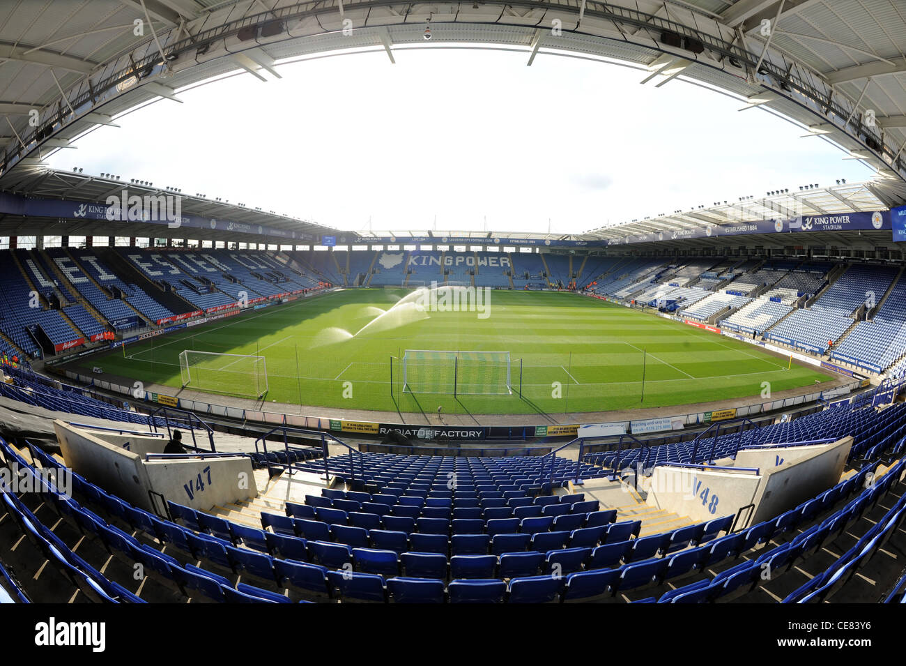 Voir l'intérieur de la King Power Stadium (officiellement connu comme le stade Walkers) Leicester. Accueil de Leicester City Football Club Banque D'Images