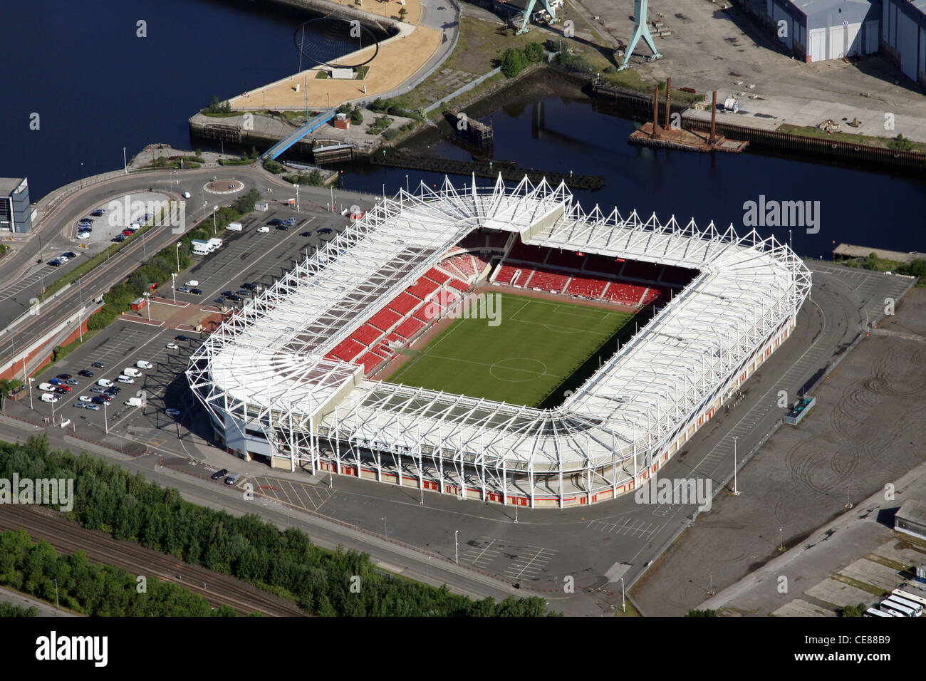 Photographie aérienne du stade Riverside du Middlesborough FC prise en 2011 Banque D'Images