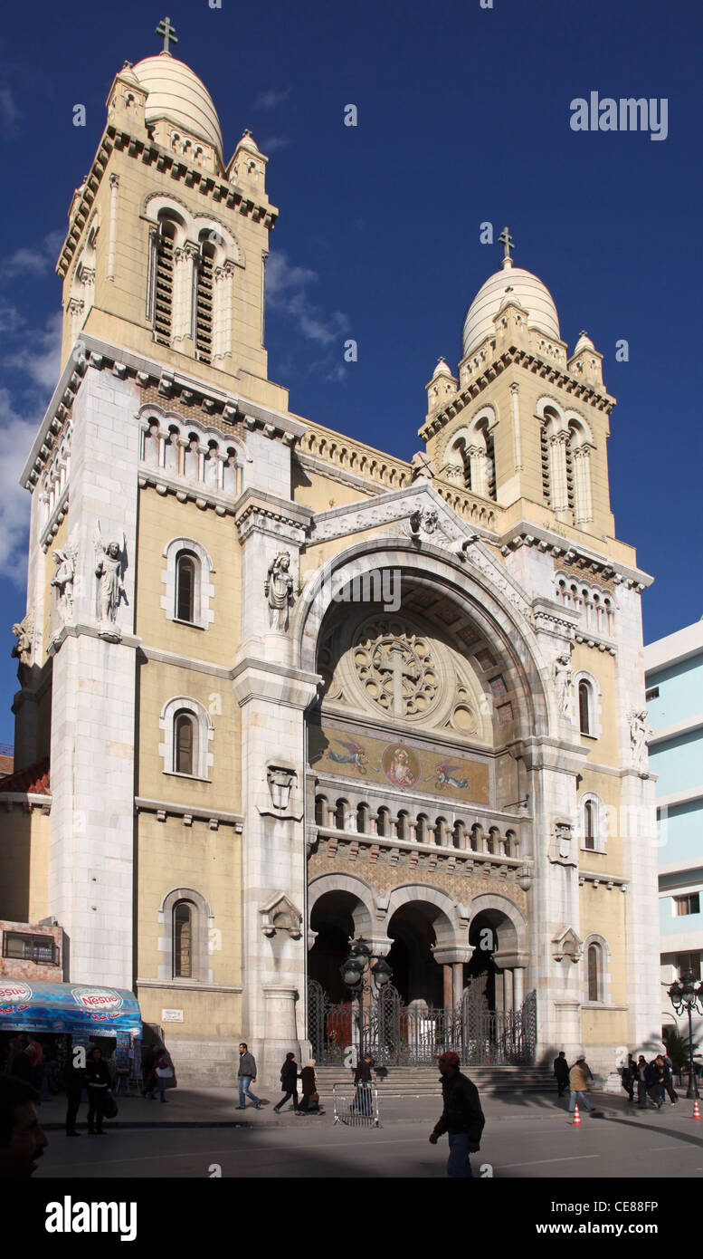 La Cathédrale de St Vincent de Paul est une cathédrale catholique romaine à Tunis Banque D'Images