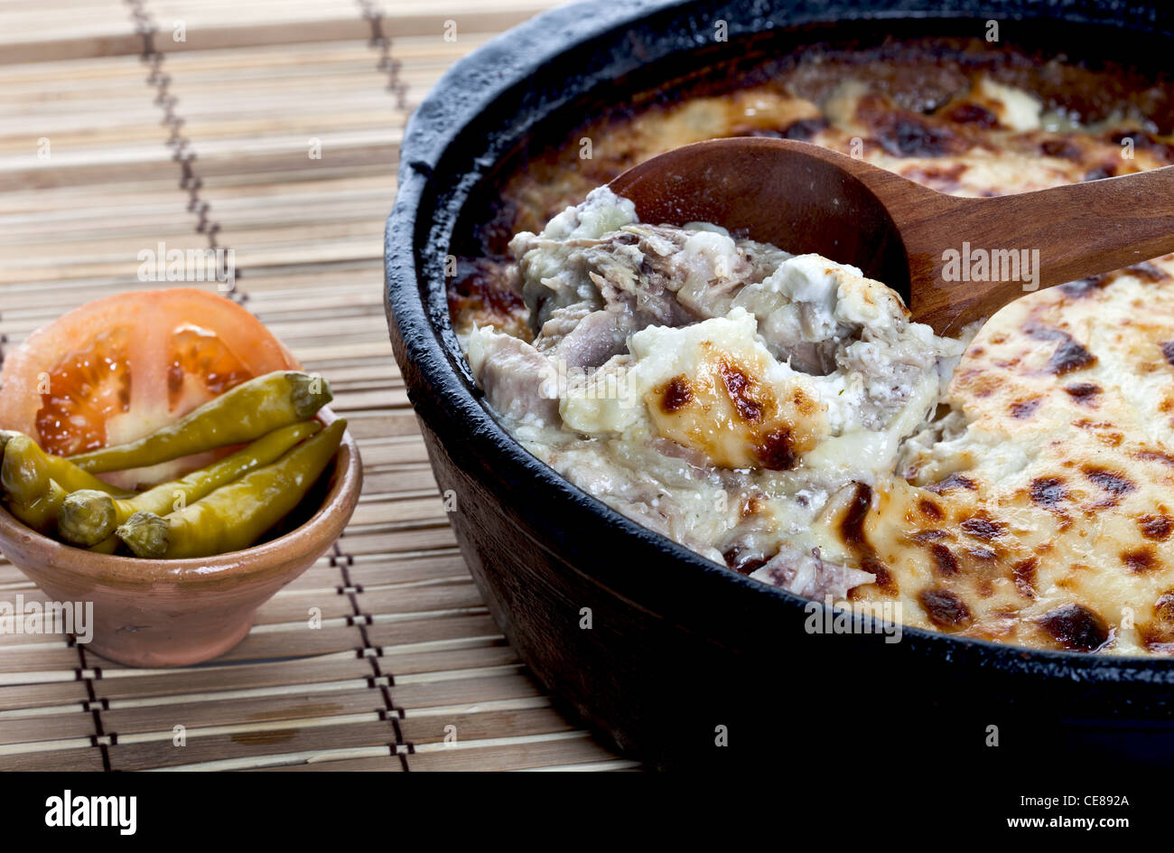 Poulet fraîchement préparé avec hot chili Banque D'Images