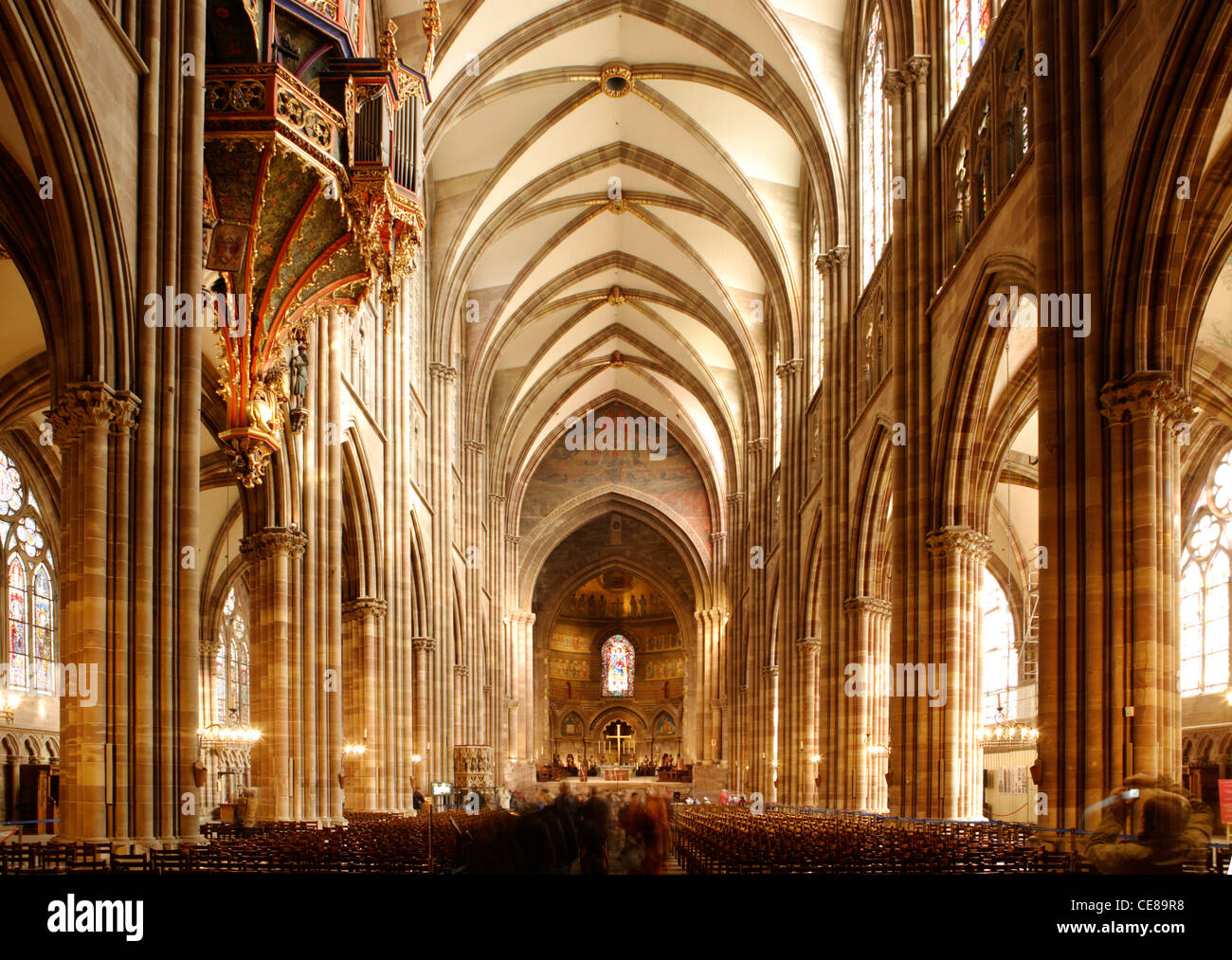 Intérieur de la cathédrale de Strasbourg, Strasbourg, Alsace, France, Europe Banque D'Images