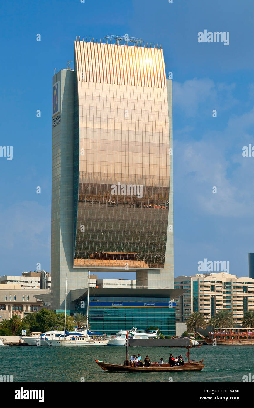 Dubai, Dubai Creek, la Banque Nationale de Dubaï Banque D'Images