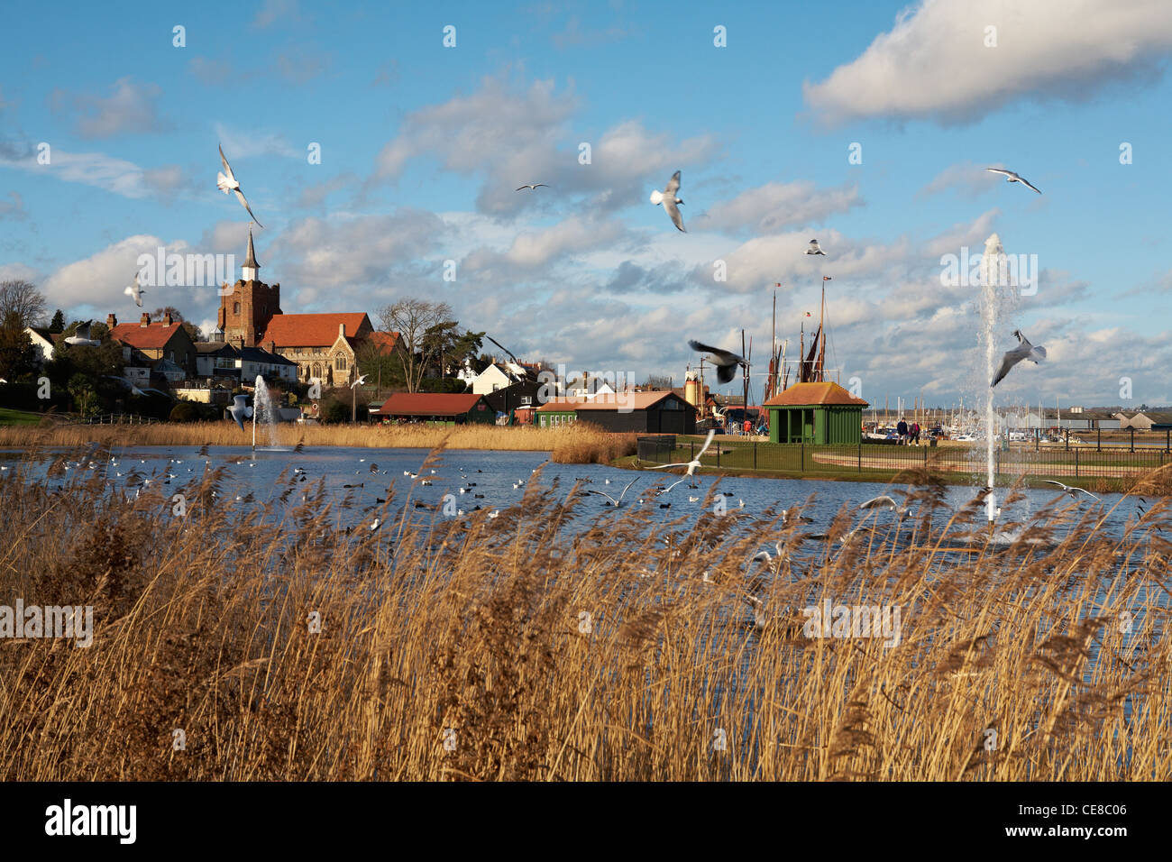 Grande-bretagne Angleterre Essex Maldon Parc Promenade bassin avec jets d'hiver 2012 Banque D'Images