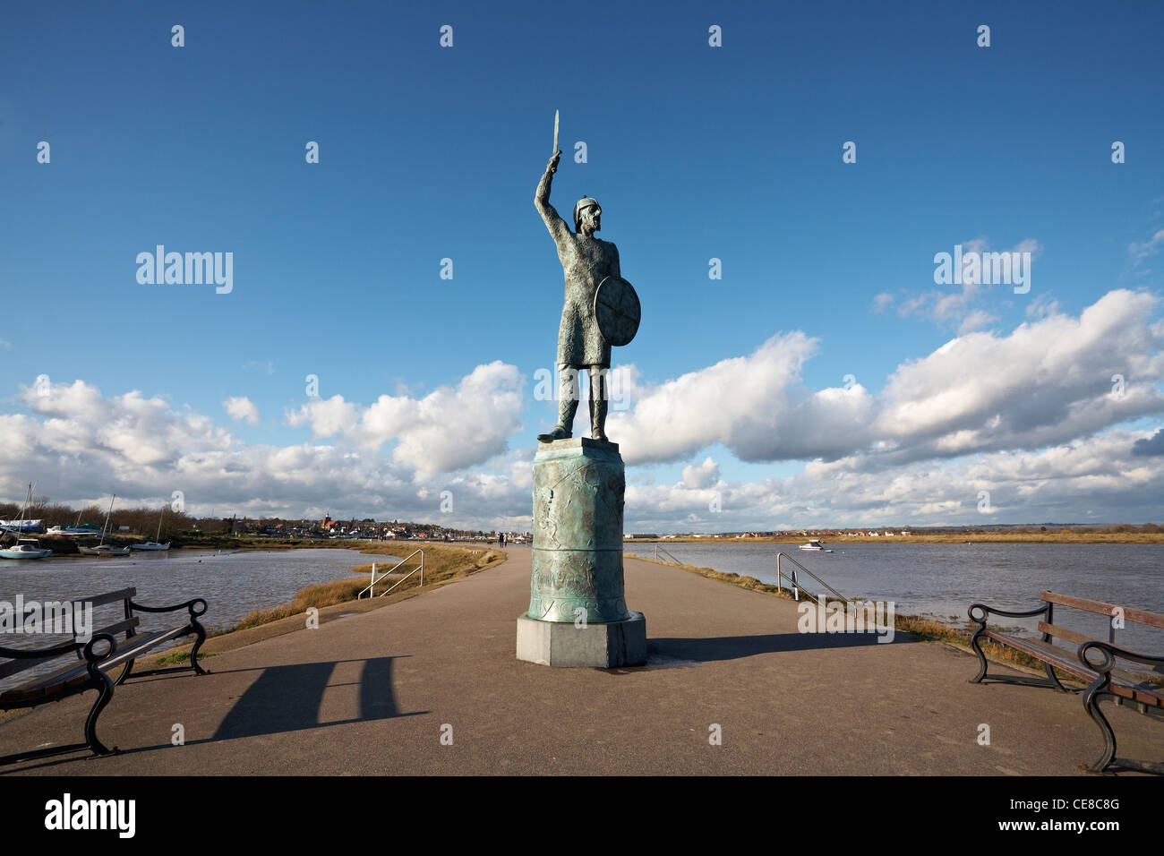 Grande-bretagne Angleterre Essex Maldon Byrhtnoth statue monument Angleterre Essex Maldon Lieu historique Bataille de Maldon AD991 Banque D'Images