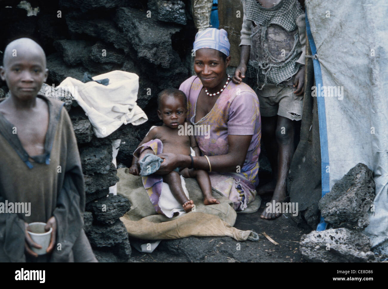 Les réfugiés hutus rwandais dans un camp de l'ONU à Goma, République démocratique du Congo, l'Afrique Banque D'Images