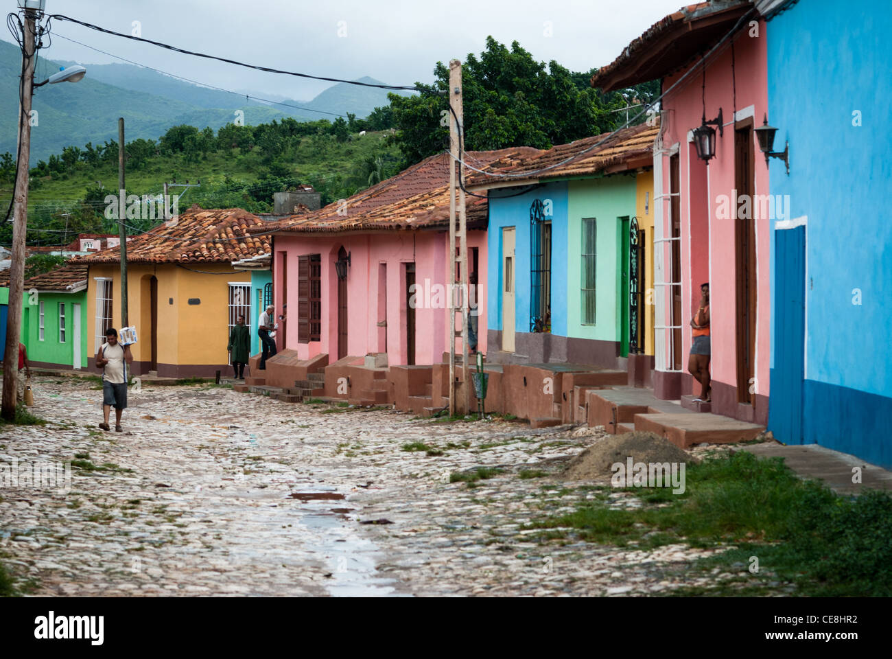 Scène de rue Cuba Trinidad Banque D'Images