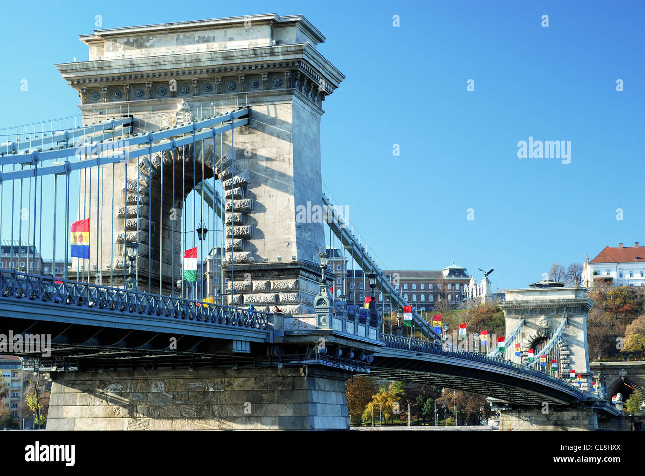 Vue sur le pont des chaînes à Budapest, le lieu d'intérêt à Budapest Banque D'Images