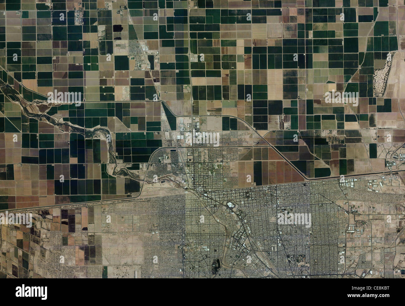 Carte photo aérienne américaine à la frontière mexicaine Mexique Calexico Mexicali Californie Banque D'Images
