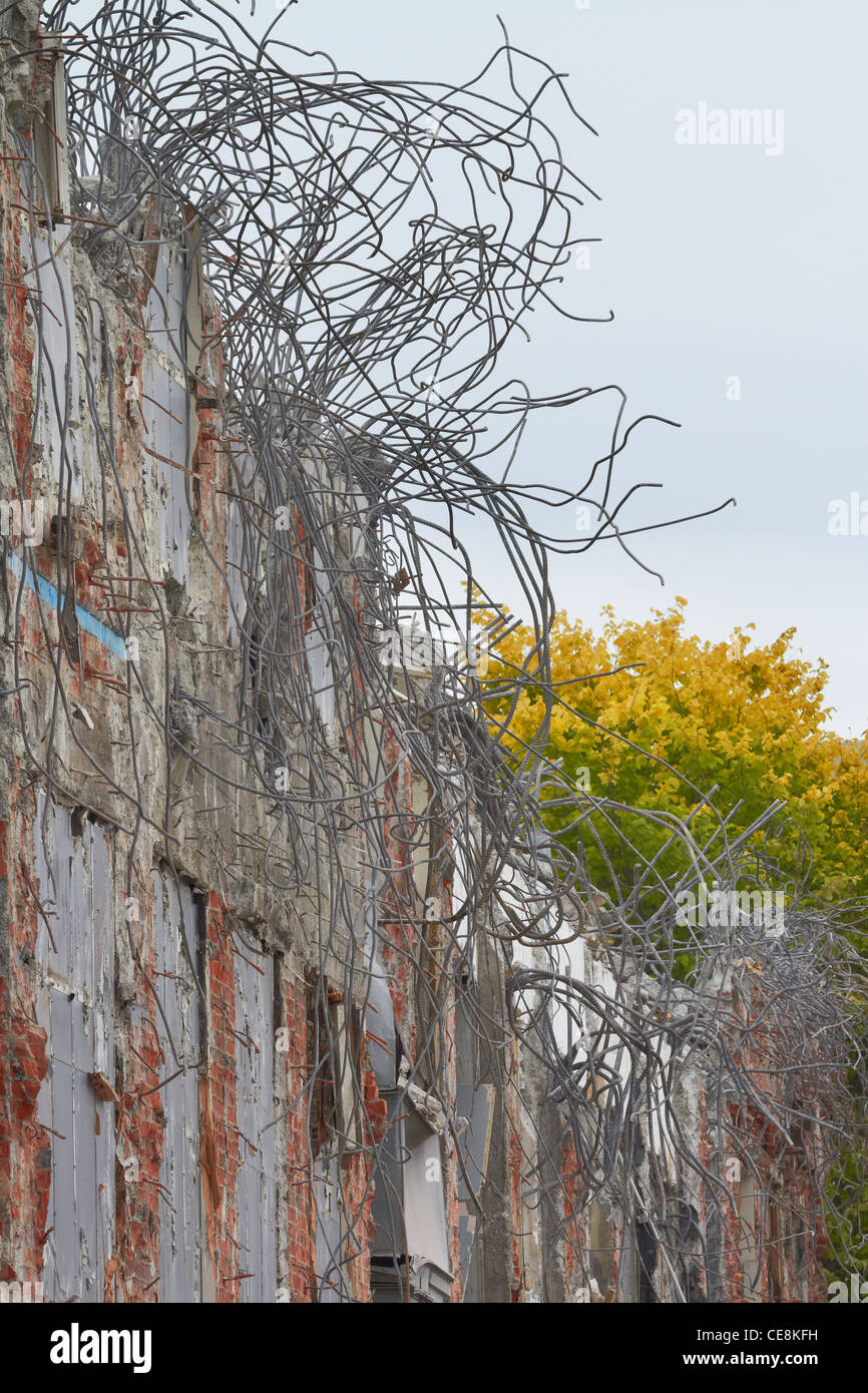 Bâtiment endommagé par le tremblement de terre, d'être démoli, Christchurch, Canterbury, île du Sud, Nouvelle-Zélande Banque D'Images