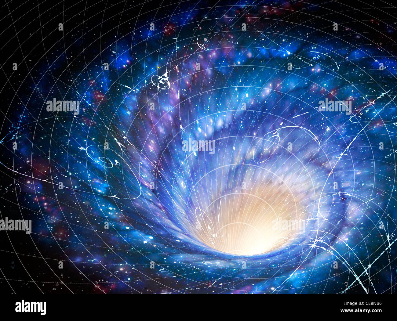 Illustration dans l'espace jacuzzi géant galaxy galaxy's effet sur l'espace image montre comment la gravité locale warps galaxy Banque D'Images