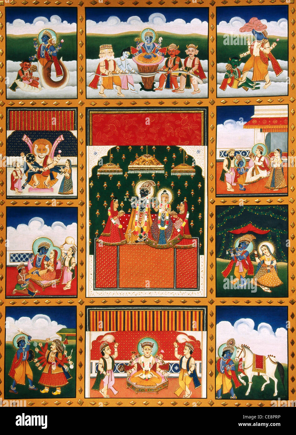 BDR80495:Peinture sur Dhs Avtar dix incarnations de Dieu l'Inde Banque D'Images