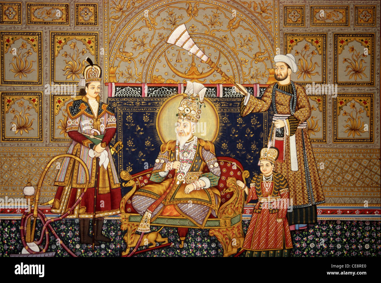 Peinture miniature de l'empereur moghal Shah Jahan, Shahab ud din Muhammad Khuram, Inde, Asie, Indien, asiatique, ancienne peinture vintage 1800s Banque D'Images