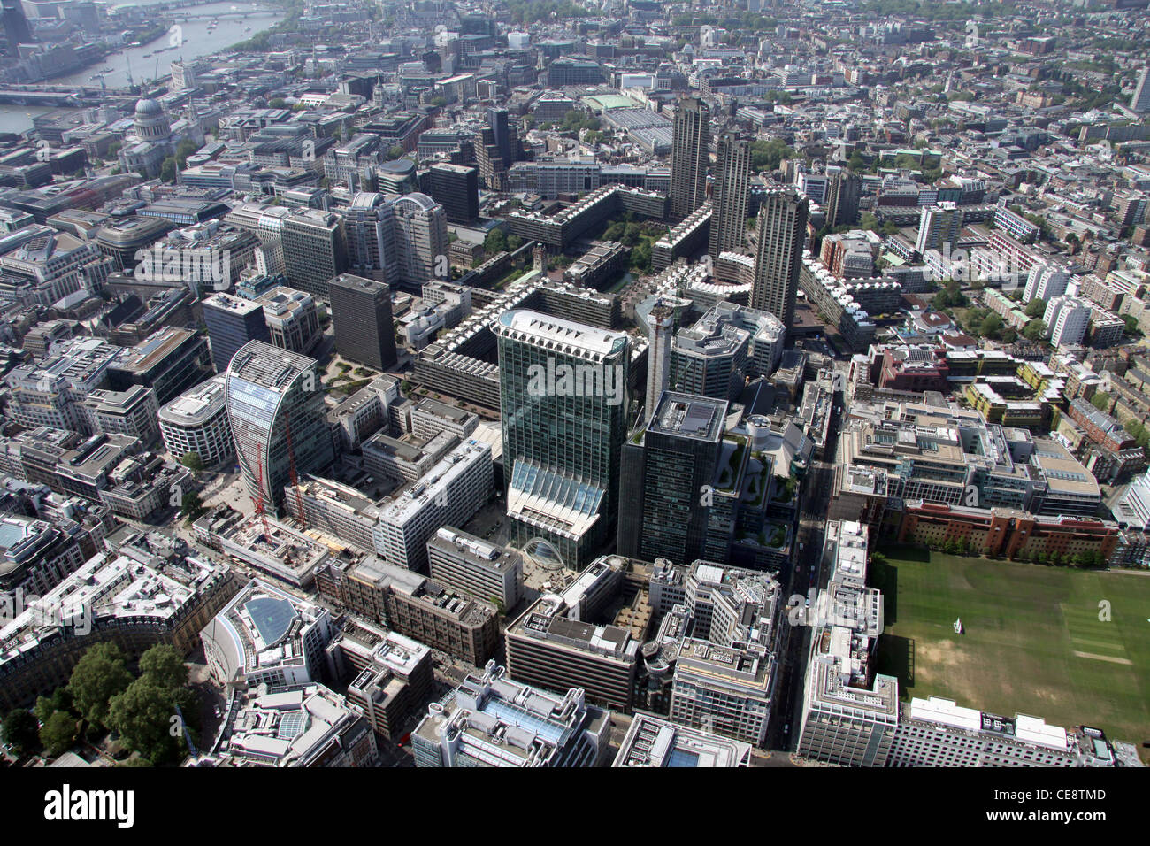 Image aérienne des zones Moorgate / Barbican de Londres EC2 Banque D'Images