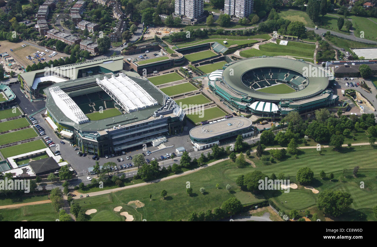 Photo aérienne du centre de Wimbledon et cour n°1 Cour Banque D'Images