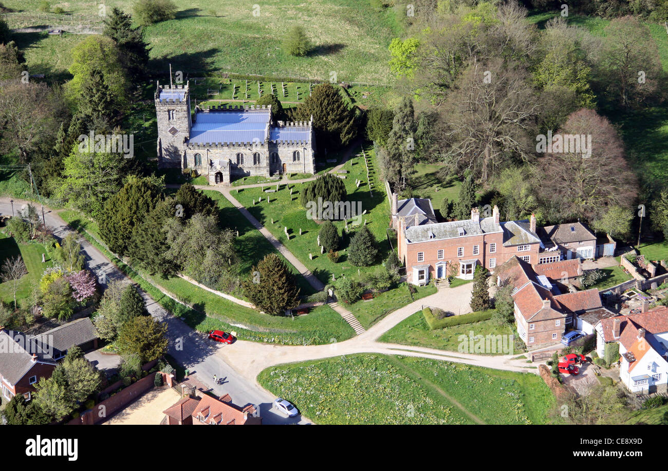 Image aérienne de Crayke, village au nord de York Banque D'Images