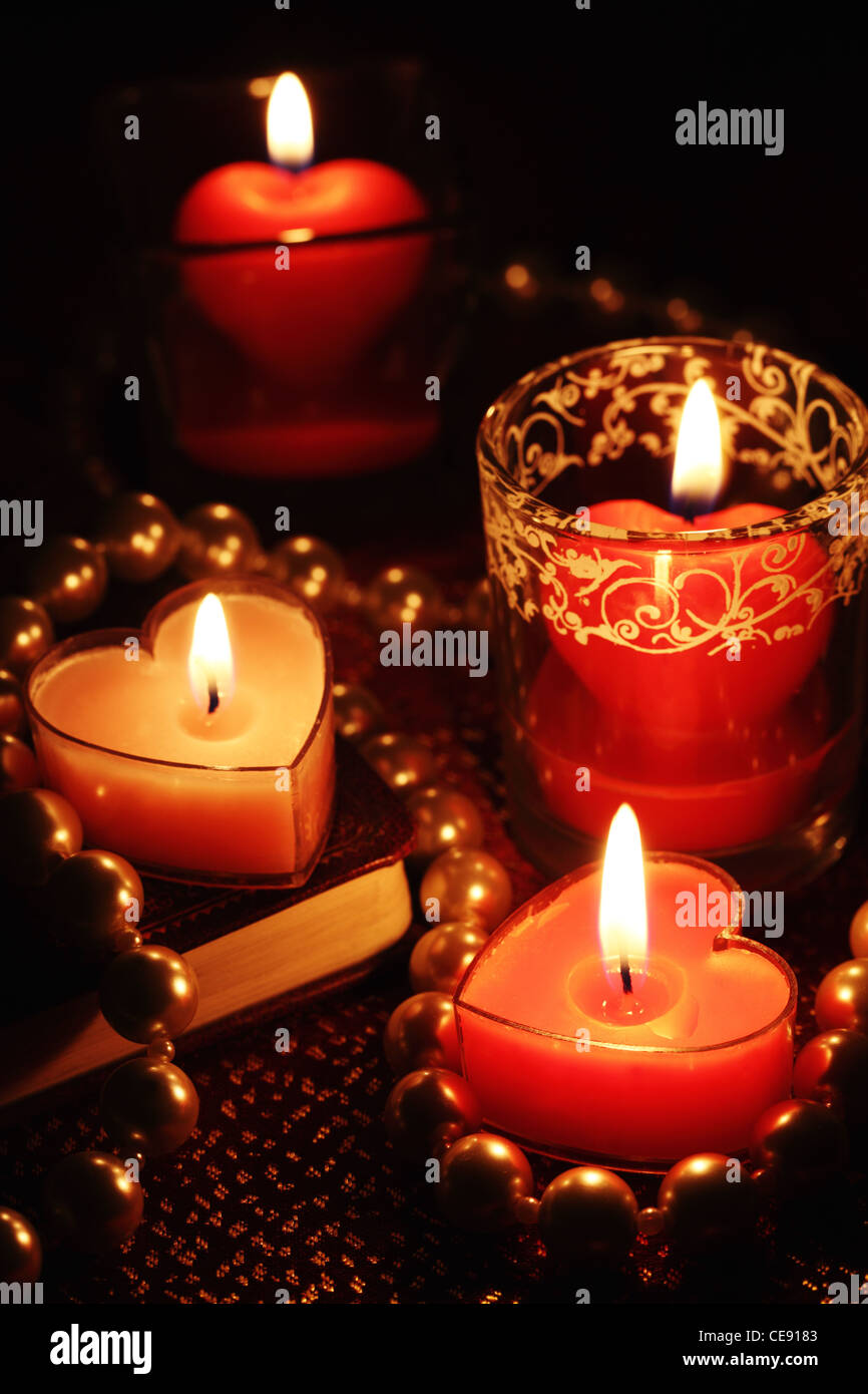 Close-up de bougies saint valentin Banque D'Images
