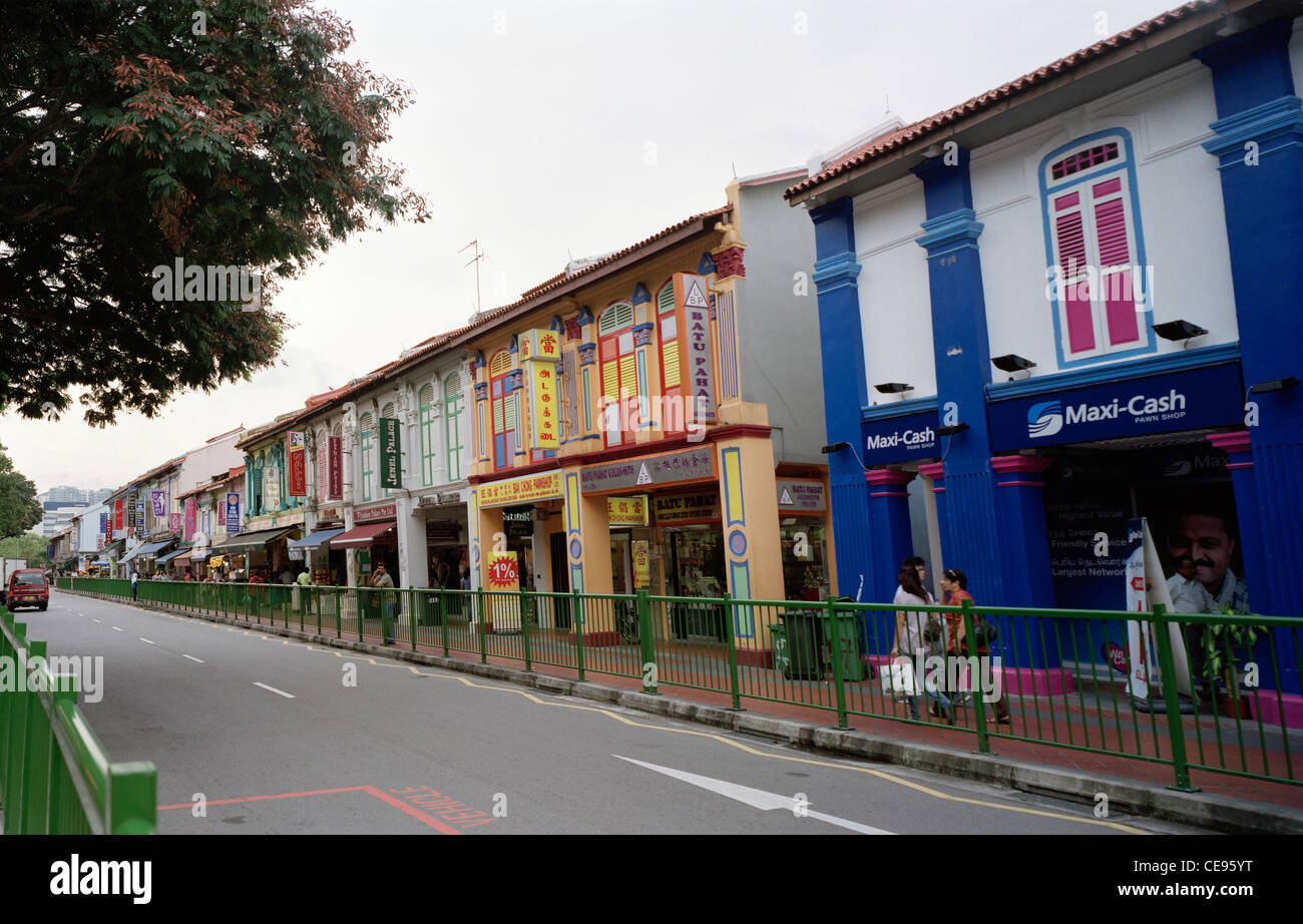 L'INAH Tan Teng Little India à Singapour logement en Extrême-Orient Asie du sud-est. Scène de rue maison Maisons Culture Voyage Banque D'Images