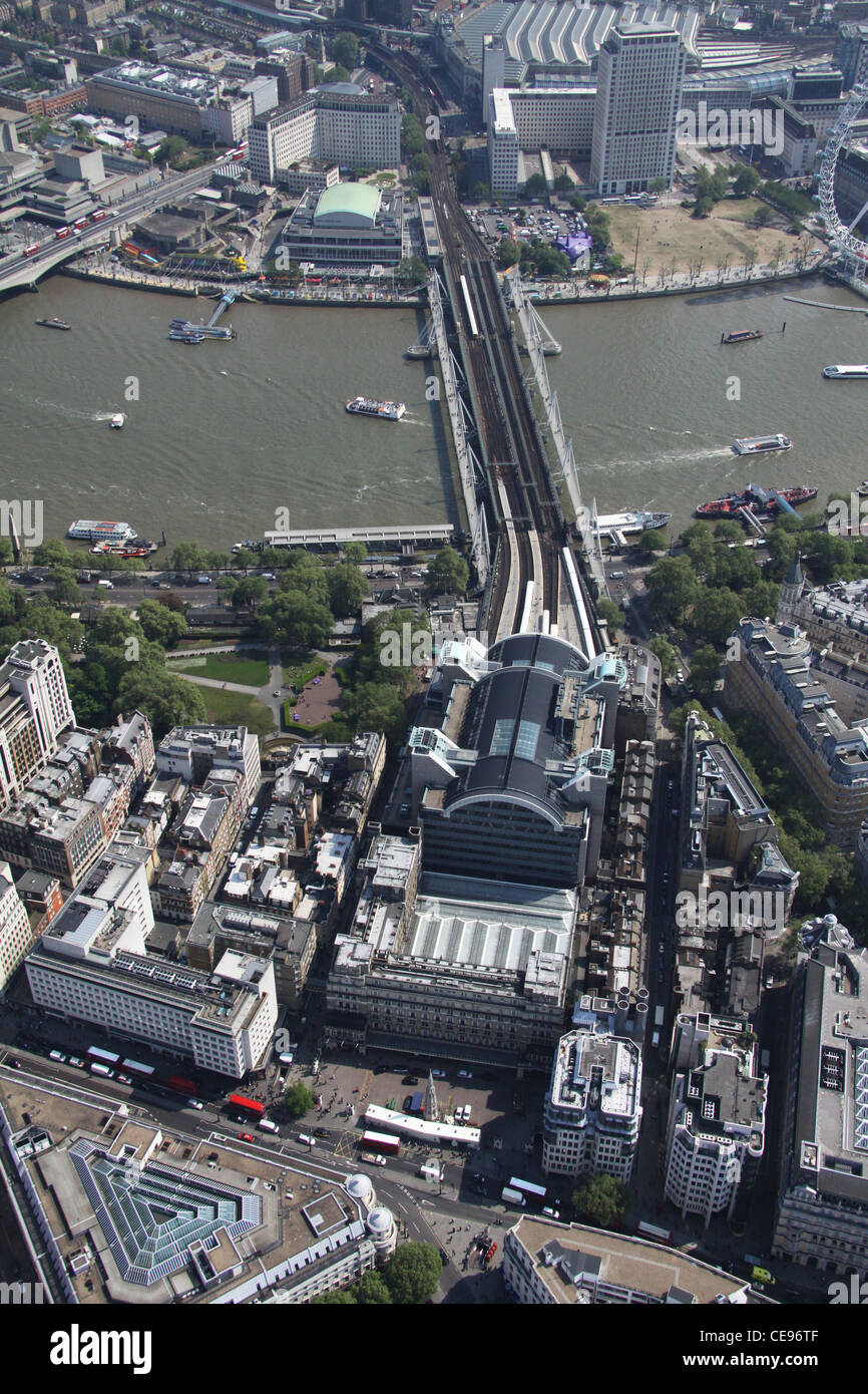 Image aérienne de la gare de Charing Cross, The Strand, Londres WC2 Banque D'Images
