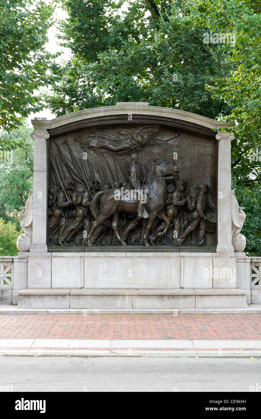 Le Colonel Robert Gould Shaw Memorial à Boston, Massachusetts, États-Unis. Banque D'Images