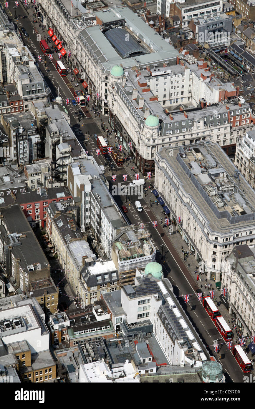 Vue aérienne des magasins d'Oxford Street, Londres, Royaume-Uni Banque D'Images