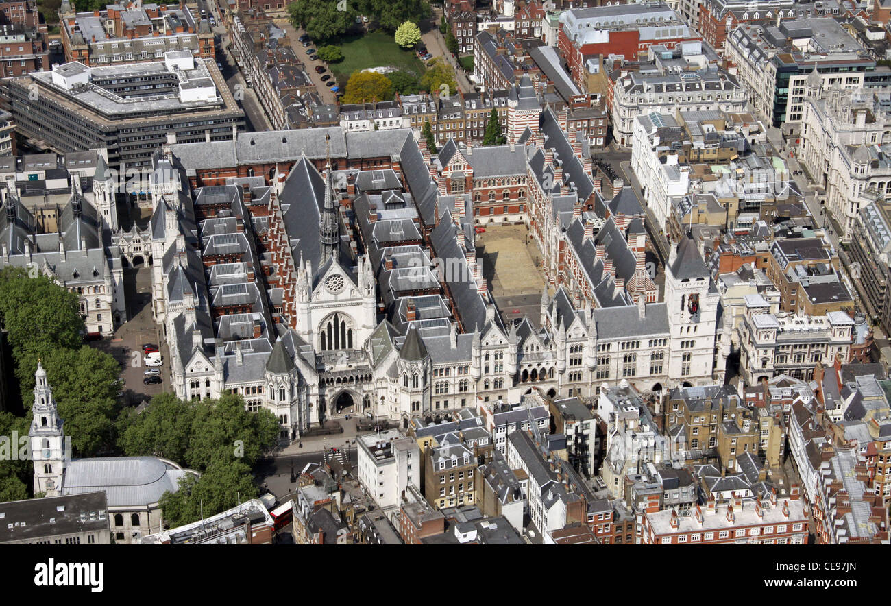 Image aérienne des cours royales de justice sur le Strand, Holburn, Londres WC2 Banque D'Images