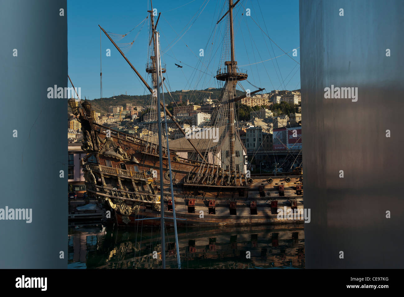 Galion Neptune. vieux port. Gênes. Genova. La Ligurie. L'Italie, l'Europe Banque D'Images