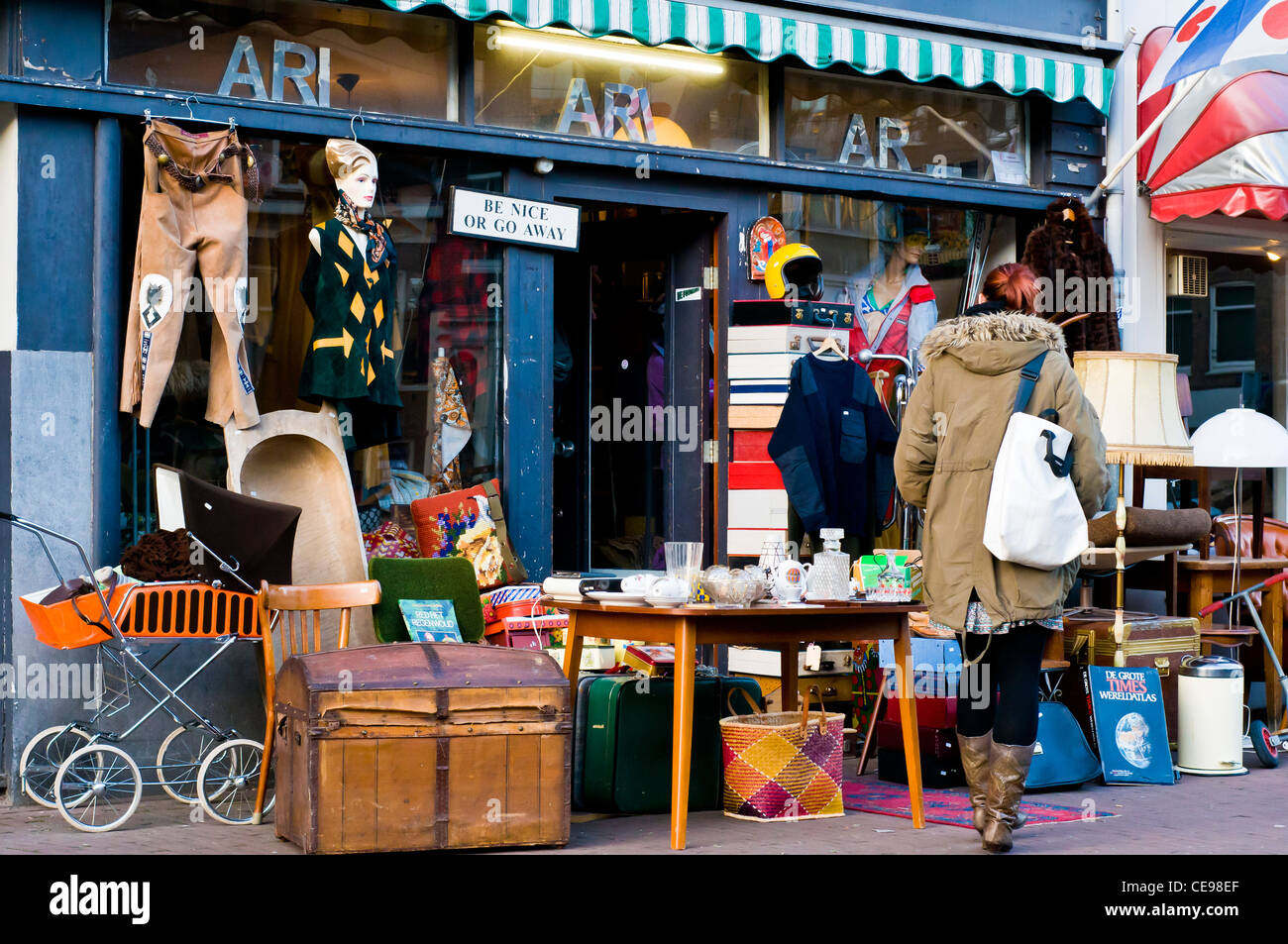 Antic shop Overtoom street west Amsterdam Pays-Bas Banque D'Images