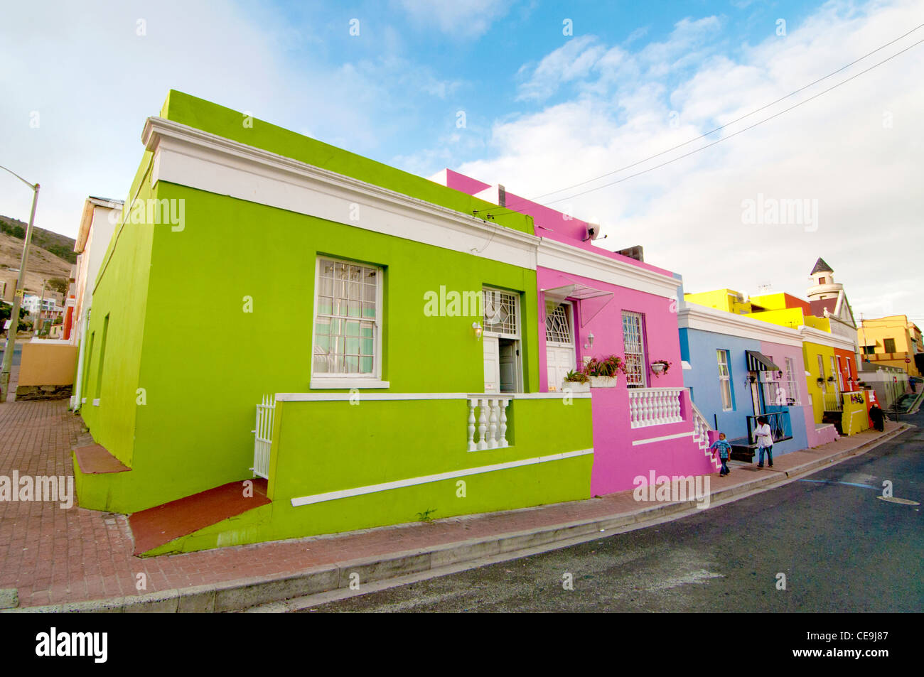 Maisons dans Bo-Kaap, Cape Town, Afrique du Sud Banque D'Images