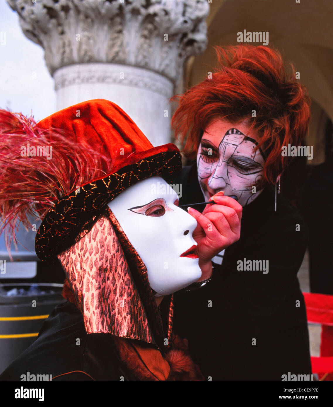 La peinture du visage au carnaval, Venise, Italie Banque D'Images