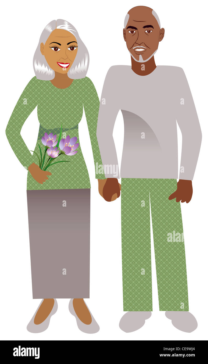 Vector Illustration d'un vieux couple heureux dans l'amour. Banque D'Images