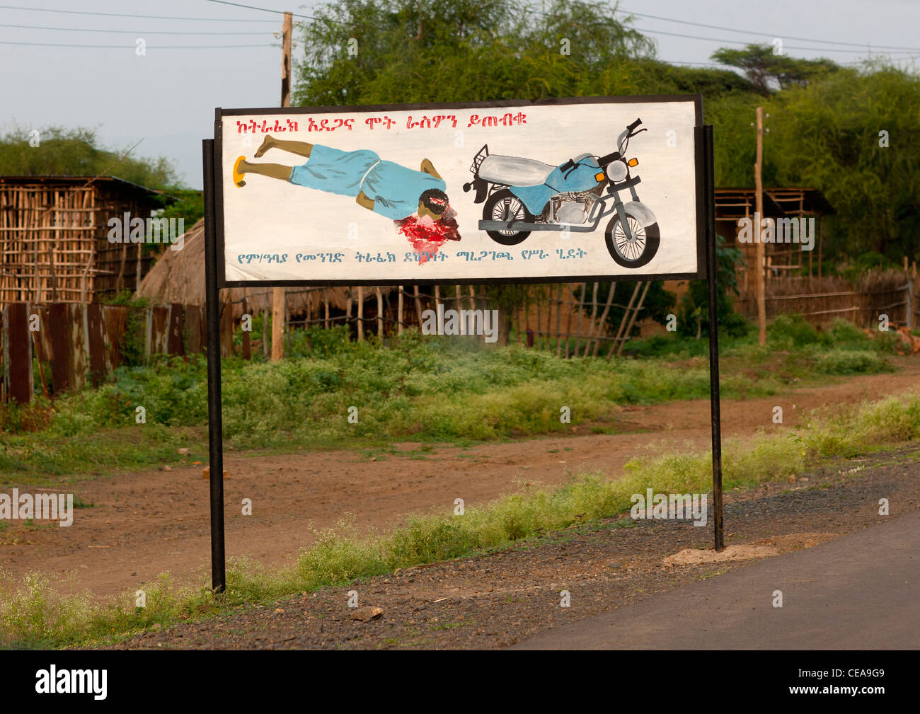 Billboard pour la prévention des accidents de l'Ethiopie Banque D'Images