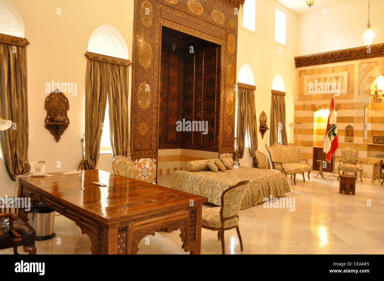 Palais présidentiel de Beiteddine, au Liban : le bureau du président Banque D'Images