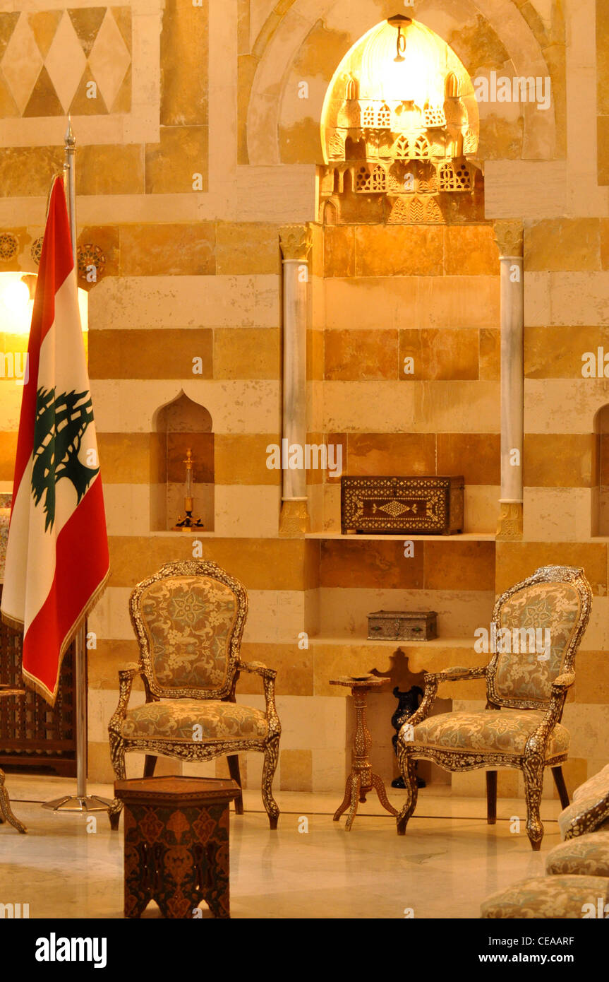 Palais présidentiel de Beiteddine, au Liban : le bureau du président Banque D'Images