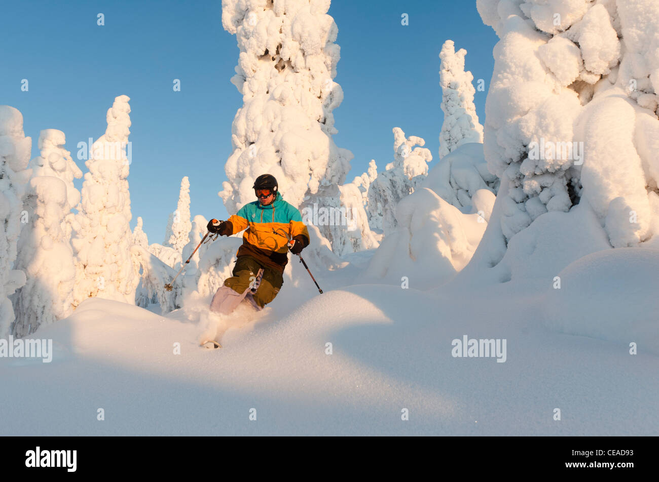 Telemark à Iso-Syöte, Finlande. Banque D'Images