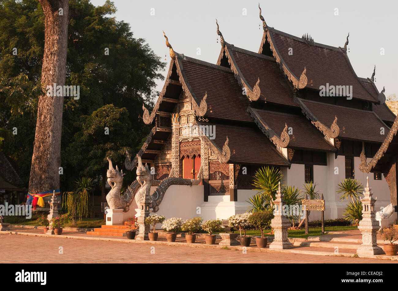 Elk208-1380, Thaïlande Chiang Mai, le Wat Chedi Luang, nouveau viharn Banque D'Images