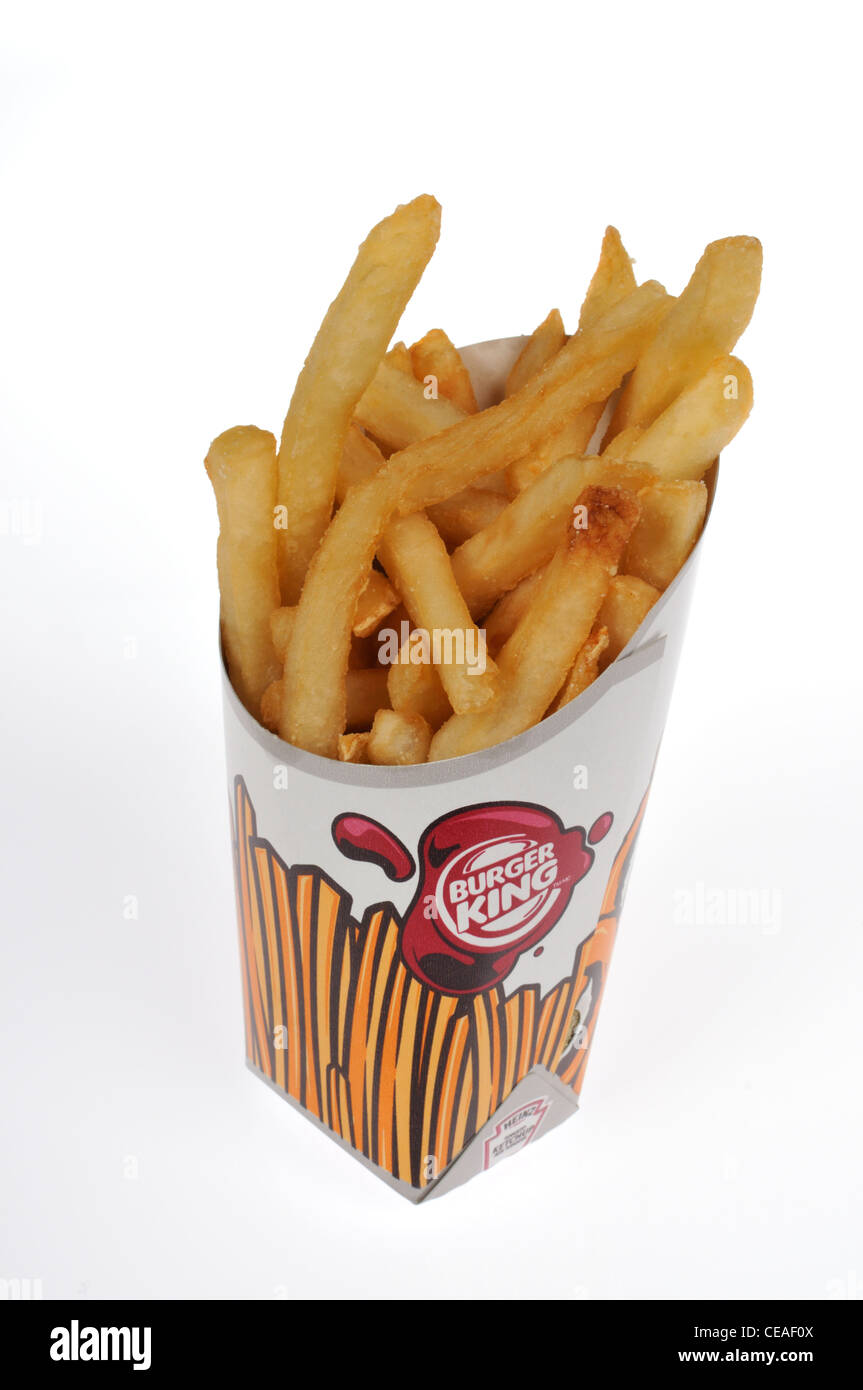 Burger King frites fort sur fond blanc dentelle usa Banque D'Images