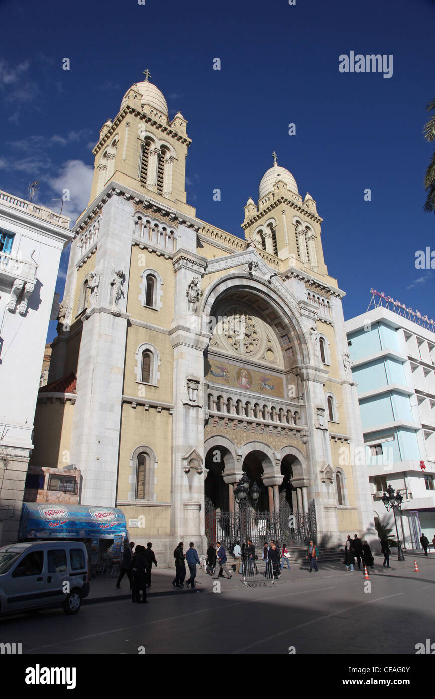 La Cathédrale de St Vincent de Paul est une cathédrale catholique romaine à Tunis Banque D'Images