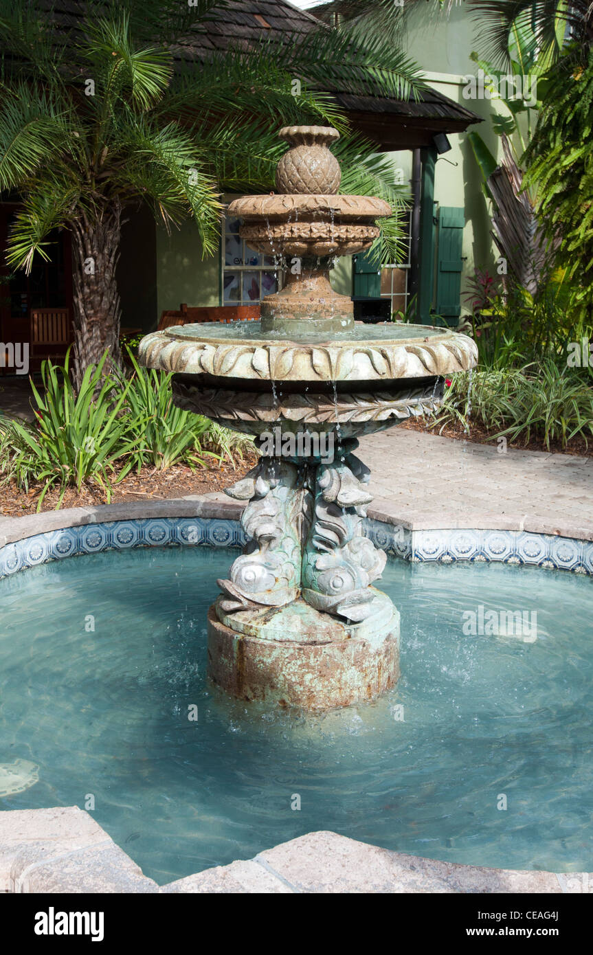 Fontaine romantique près de St George St à St Augustine, Floride États-Unis, Amérique du Nord, Etats-Unis Banque D'Images